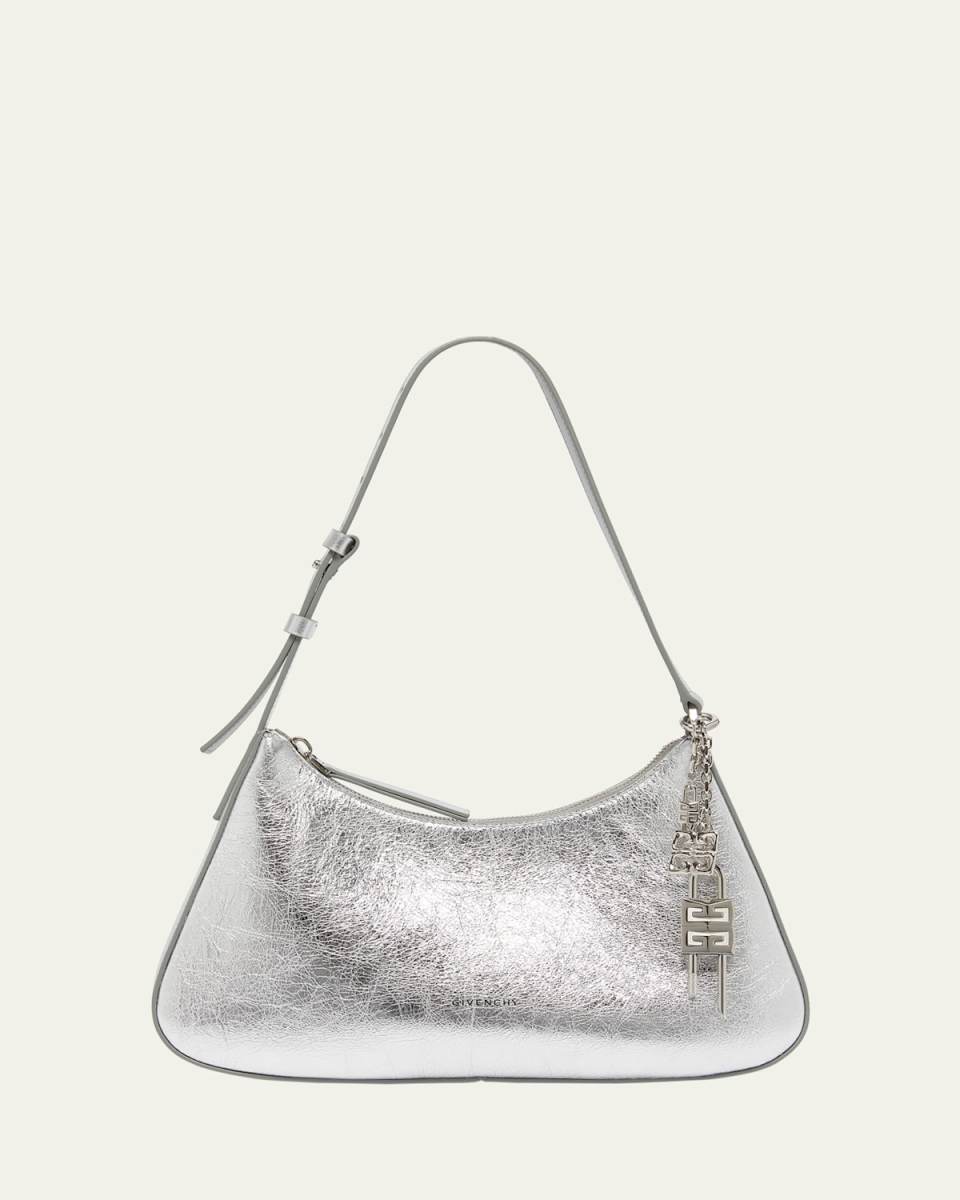 Lucky Small Lock Shoulder Bag in Metallic Leather